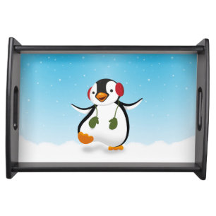 Cute Funny Winter Penguin Serving Tray