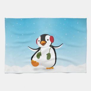 Cute Funny Winter Penguin Towel