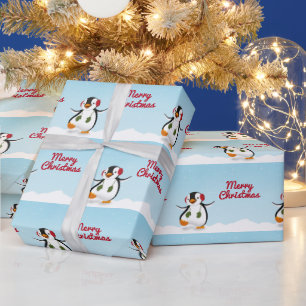 Cute Funny Winter Penguin Wrapping Paper