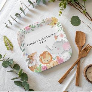 Cute Funny woodland Animals Baby Shower  Paper Plates