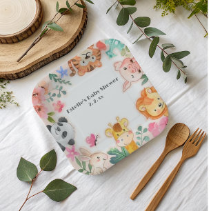 Cute Funny woodland Animals Baby Shower  Paper Plates