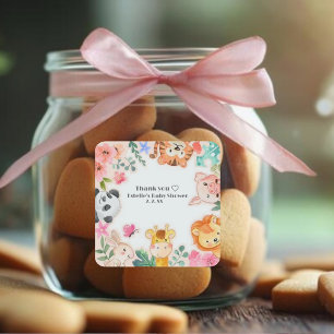 Cute Funny woodland Animals Baby Shower  Square Sticker