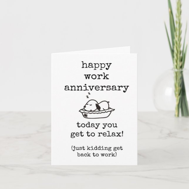 Cute, Funny, Work Anniversary Card, Puppy Card (Front)