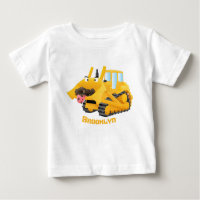 Cute funny yellow bulldozer cartoon character