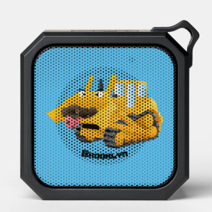 Cute funny yellow bulldozer cartoon character bluetooth speaker