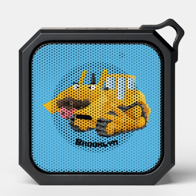 Cute funny yellow bulldozer cartoon character bluetooth speaker (Front)