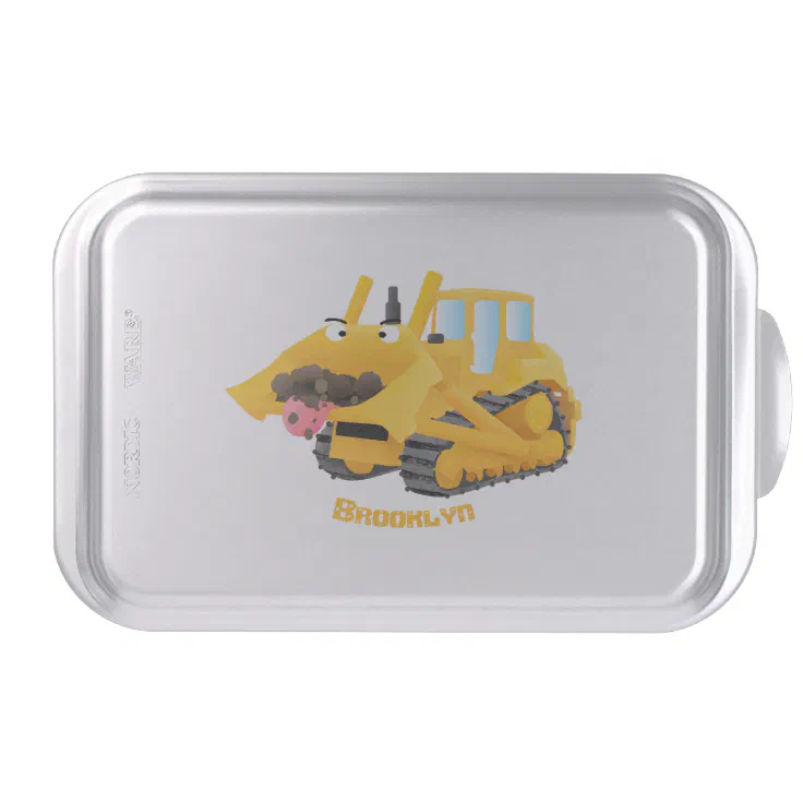 Cute funny yellow bulldozer cartoon character cake pan | Zazzle Cute funny yellow bulldozer cartoon character cake pan | Zazzle