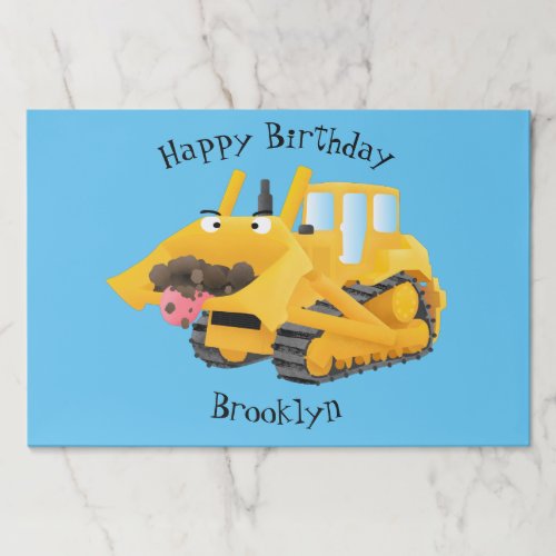 Cute funny yellow bulldozer cartoon character paper pad