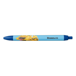 Cute funny yellow bulldozer cartoon character pen