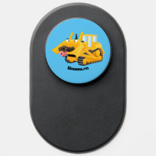 Cute funny yellow bulldozer cartoon character PopSocket