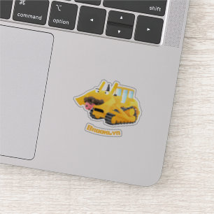 Cute funny yellow bulldozer cartoon character sticker
