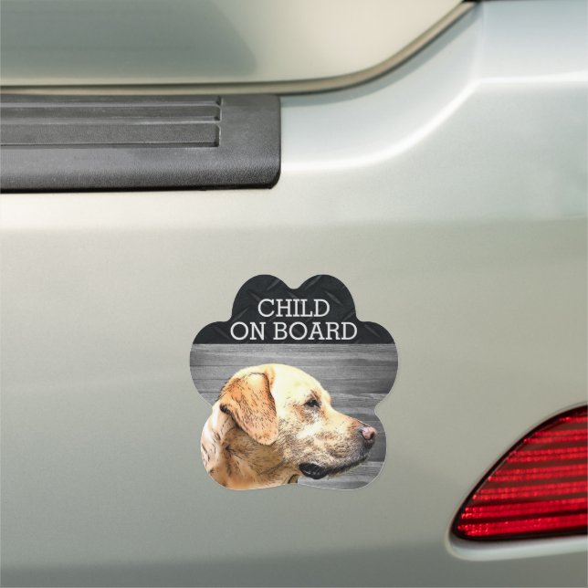 Cute Funny Yellow Lab Dog Animal Rugged Child  Car Magnet (In Situ)