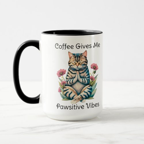 Cute Funny Yoga Cat Floral Serenity Coffee Lover Mug