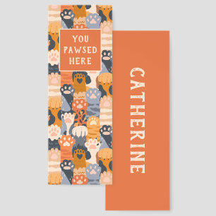 Cute Funny You Pawsed Here Personalized Book Lover Bookmarks