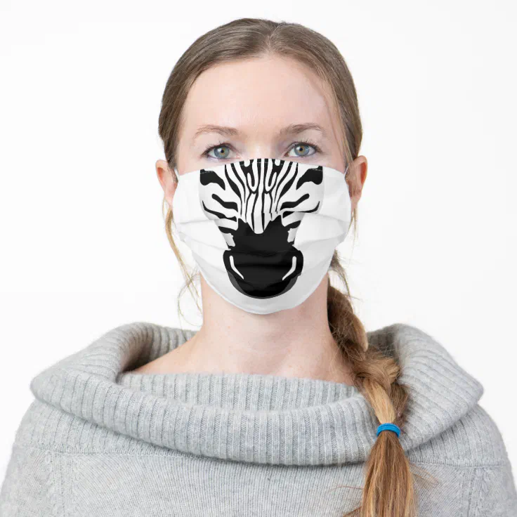 Cute Funny Zebra Face Cartoon Style for Kids Adult Cloth Face Mask