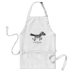 Cute funny zebra running cartoon illustration adult apron