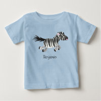 Cute funny zebra running cartoon illustration