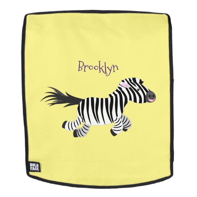 Cute funny zebra running cartoon illustration backpack (Removable Face)