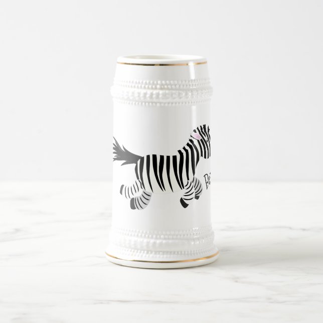 Cute funny zebra running cartoon illustration beer stein (Center)