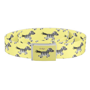 Cute funny zebra running cartoon illustration belt