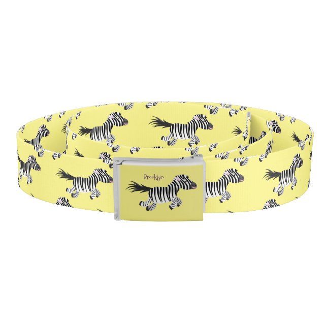 Cute funny zebra running cartoon illustration belt (Coil)