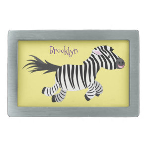 Cute funny zebra running cartoon illustration belt buckle