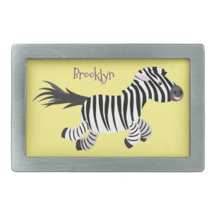 Cute funny zebra running cartoon illustration belt buckle