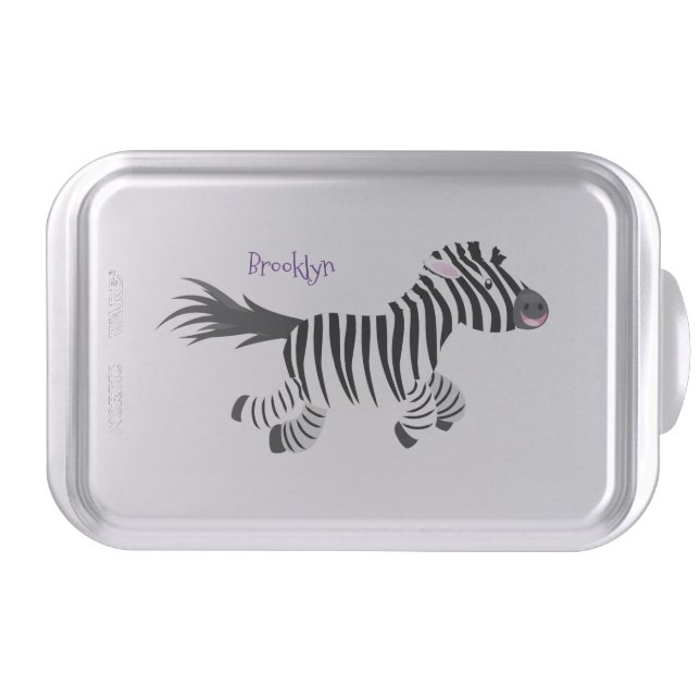 Cute funny zebra running cartoon illustration cake pan (Front)