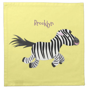 Cute funny zebra running cartoon illustration cloth napkin