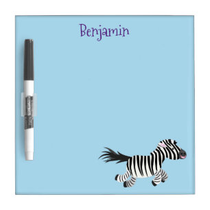 Cute funny zebra running cartoon illustration dry erase board