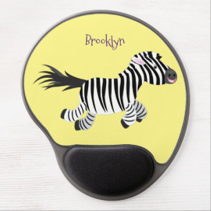 Cute funny zebra running cartoon illustration gel mouse pad