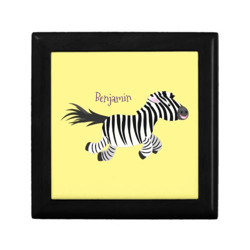 Cute funny zebra running cartoon illustration gift box