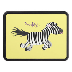 Cute funny zebra running cartoon illustration hitch cover
