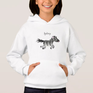 Cute funny zebra running cartoon illustration hoodie