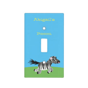 Cute funny zebra running cartoon illustration light switch cover