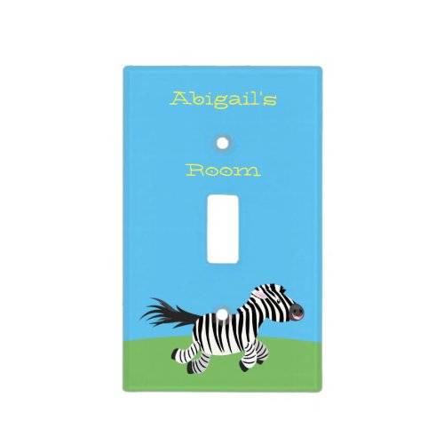 Cute funny zebra running cartoon illustration light switch cover