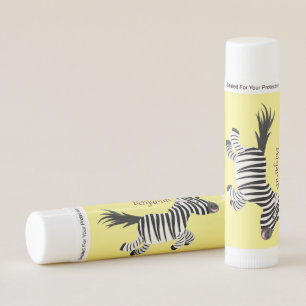 Cute funny zebra running cartoon illustration lip balm