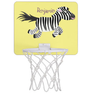 Cute funny zebra running cartoon illustration mini basketball hoop