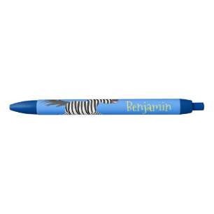 Cute funny zebra running cartoon illustration pen