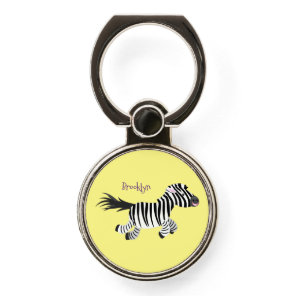 Cute funny zebra running cartoon illustration phone ring stand