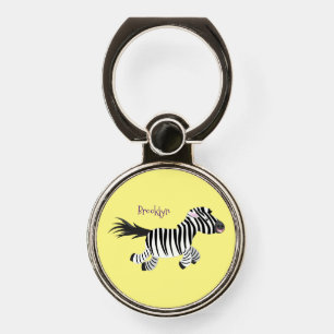 Cute funny zebra running cartoon illustration phone ring stand
