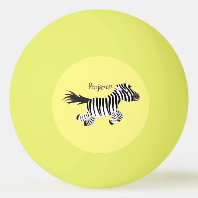 Cute funny zebra running cartoon illustration ping pong ball (Front)