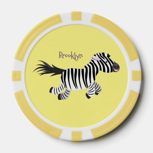 Cute funny zebra running cartoon illustration poker chips