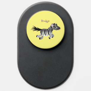 Cute funny zebra running cartoon illustration PopSocket