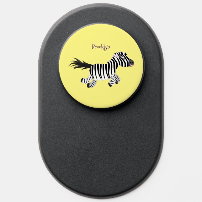Cute funny zebra running cartoon illustration PopSocket (Popsocket)