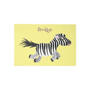 Cute funny zebra running cartoon illustration rug