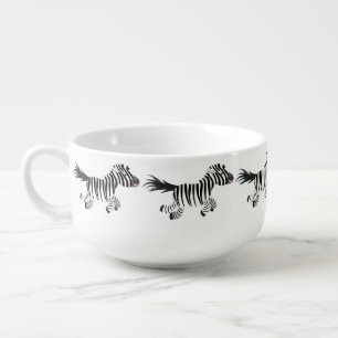 Cute funny zebra running cartoon illustration soup mug