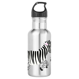 Cute funny zebra running cartoon illustration stainless steel water bottle