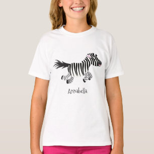 Cute funny zebra running cartoon illustration T-Shirt