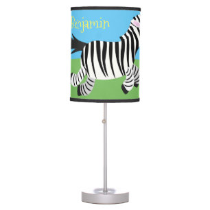 Cute funny zebra running cartoon illustration table lamp